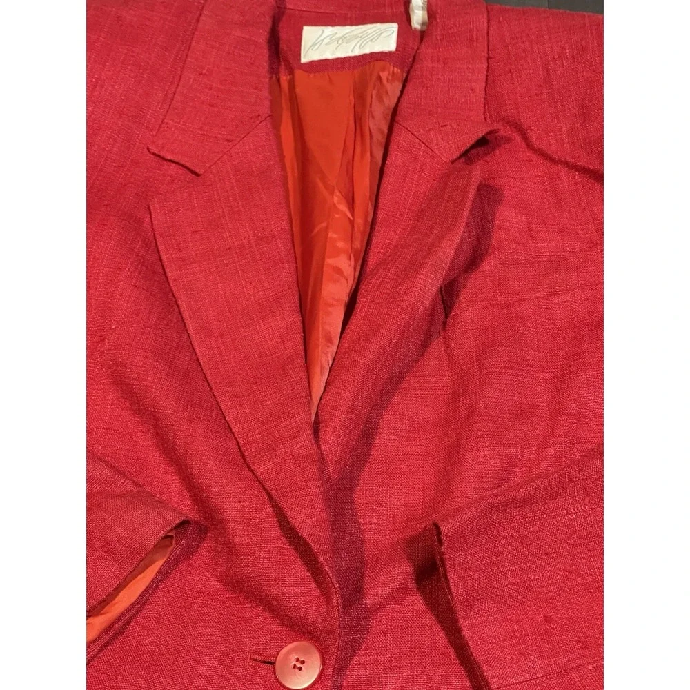 Vtg Lord & Taylor Size 12Red 100% Silk‎ Blazer E0130